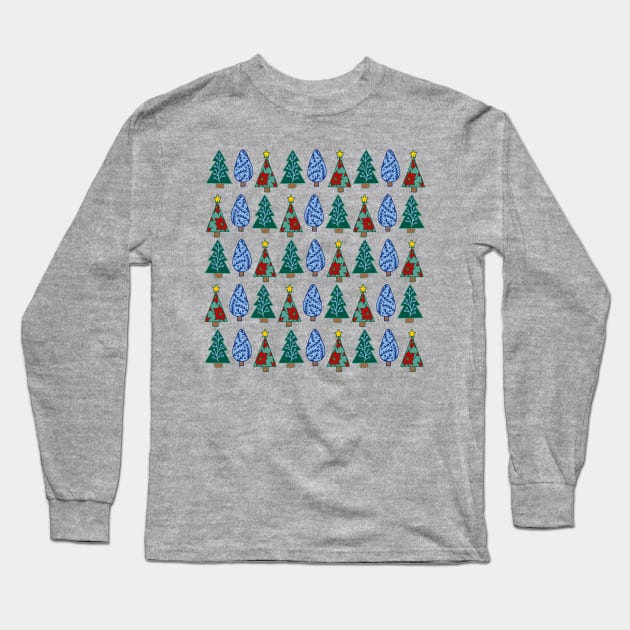 Holiday Trees | Christmas Trees | Winter Trees Long Sleeve T-Shirt by HLeslie Design